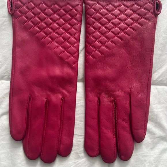 Chico’s Hot Pink Leather Gloves - Picture 2 of 4